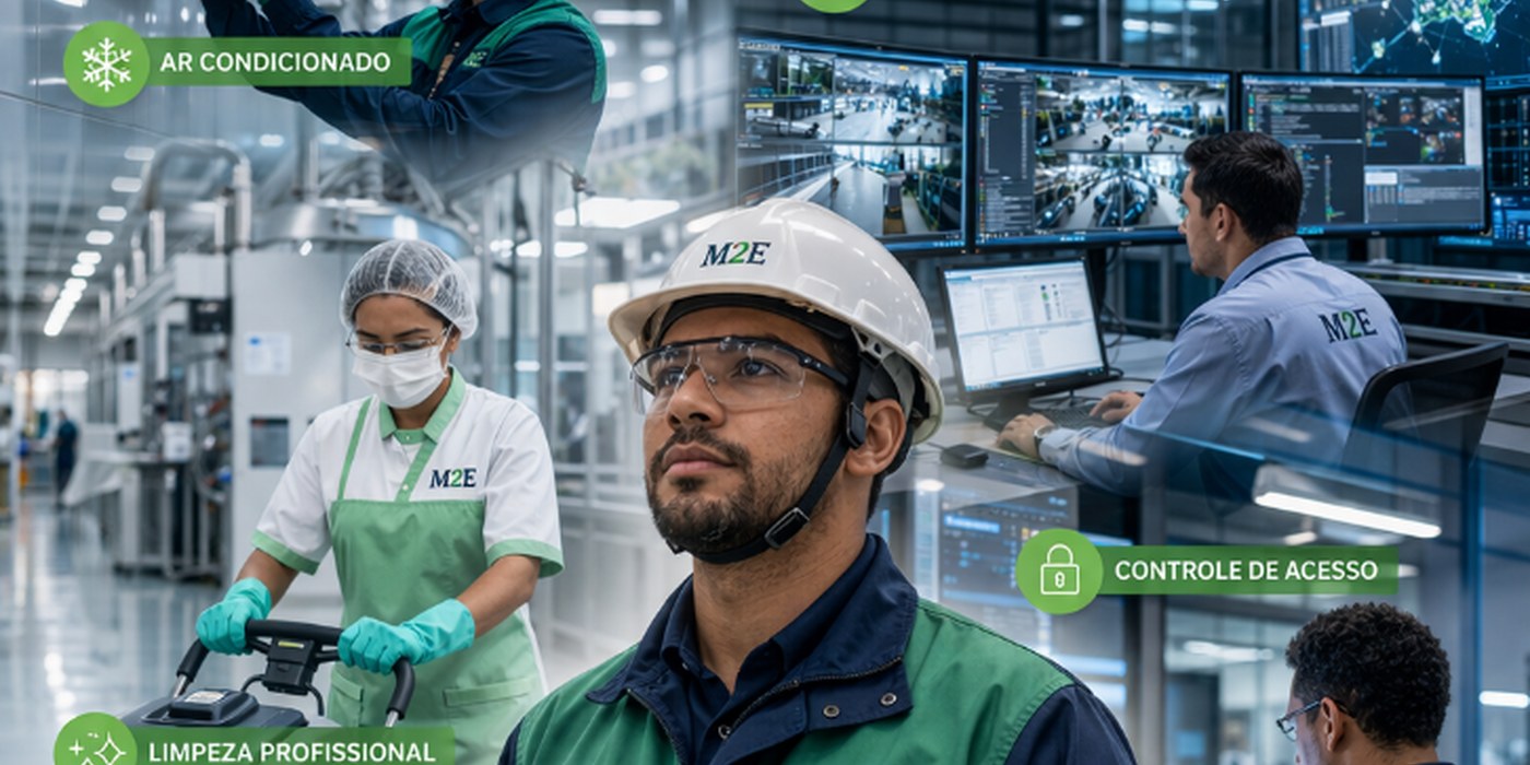 Profissional M2E com capacete e EPI em central de monitoramento